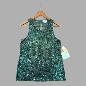 CeCe Green Sequin Tank Top